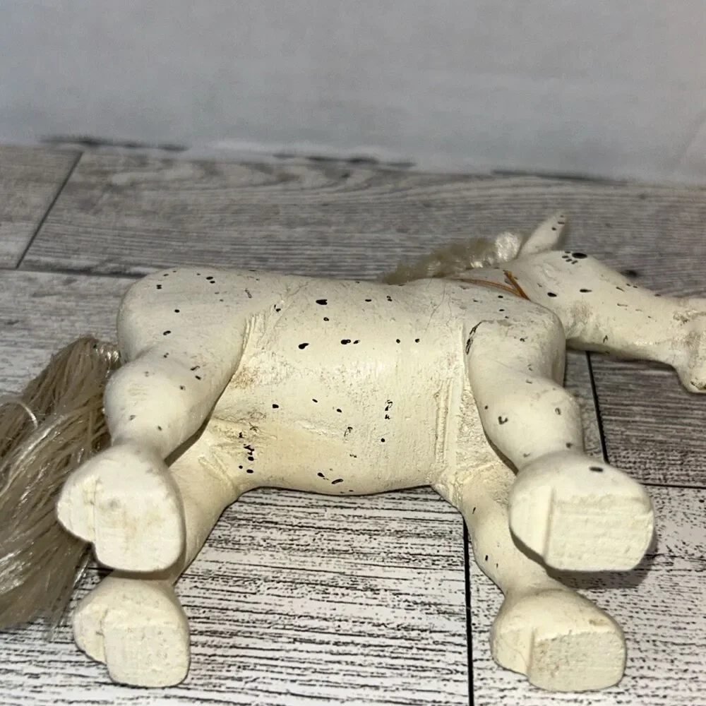 Unique Hand Carved Primitive Wood Horse Figurine 4”x4” Country Cottage Pony